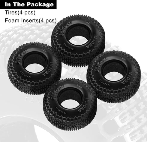 INJORA 1.3" XHX Pin Tires for TRX4m SCX24, 72 * 24mm, S5 Compound, 4PCs...