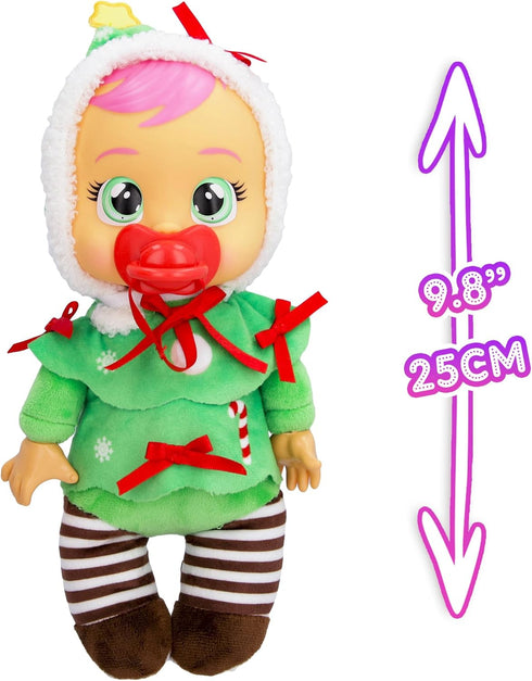 Cry Babies Tiny Cuddles Christmas Noelle - 9" Baby Dolls, Cries Real Tears, Red and Green Christmas Tree Themed Pajamas...