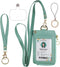 ID Badge Holder with Lanyard Wallet, PU Leather ID Badge Card Holder with 1 Clear ID Window, 4 Credit Card Slots, 1 Cash Coin Slot and Neck Lanyar...
