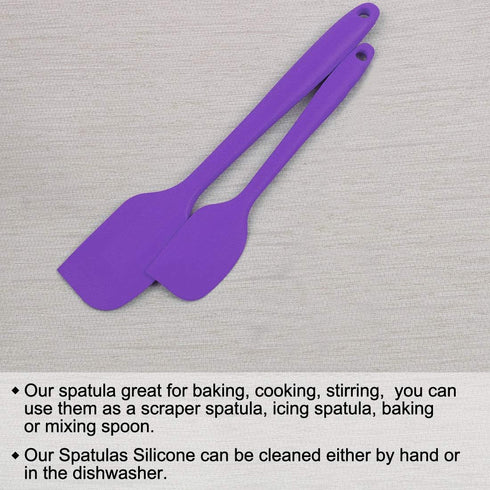 uxcell Silicone Spatula Set 2 Pcs Heat Resistant Kitchen Rubber Turner Non Stick Spatula for Cooking Baking and Mixing Purple...