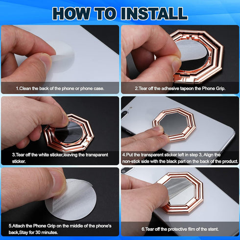 3 Pieces Cellphone Ring Holder Foldable Finger Kickstand 360° Rotation Cell Phone Stand Adjustable Phone Holder for Desk, Magnetic Car Mount, Phon...