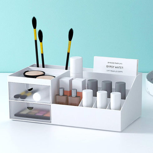 Desk Organizer Cosmetic Display Cases,Make up Organizers and Storage for Eyeshadows, Concealers, Powders, Makeup Brush, Nail Polish White...