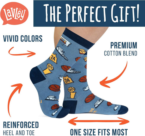 Lavley Funny Socks for Sports Fans, Players and Coaches - Gifts for Men, Women, and Teens...