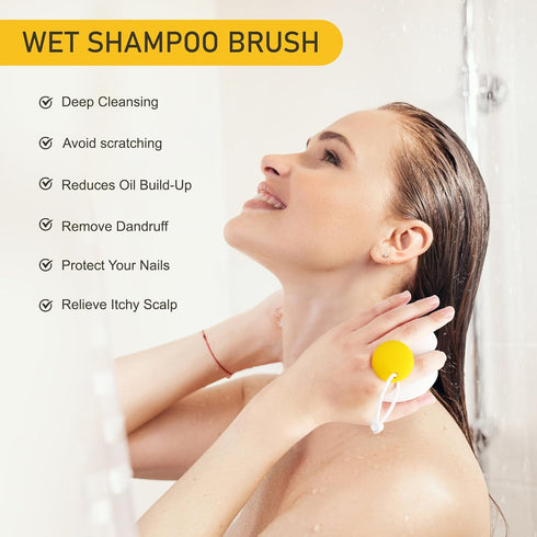 Scalp Massager Hair Growth, Hair Shower Brush for Dandruff Removal,Oil Brush for Hair,Wet and Dry Hair Detangler (White & Yellow)...