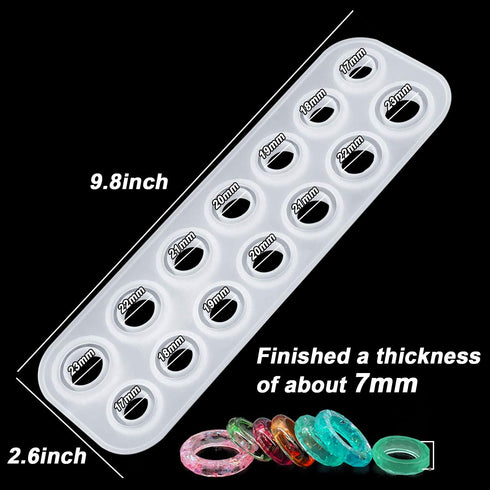 Resin Ring Molds Silicone, Silicone for Epoxy Resin, 14 Sizes with Round and Rhombic Faces Making Rings, Earrings, Pendants, Crafts Christmas Gift...