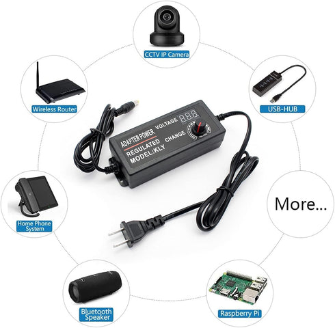3-24V 2A Adjustable AC/DC Power Adapter, 50-60hz Multi Voltage Power Supply for Household Electronics and LED Strip, 5.5 x 2.5mm US Plug...
