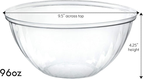 PLASTICPRO Disposable Round Crystal Clear Serving Bowls With Lids Party Snack or Salad Bowl, Plastic Clear Chip Bowls, Party Snack Bowls, Candy Di...