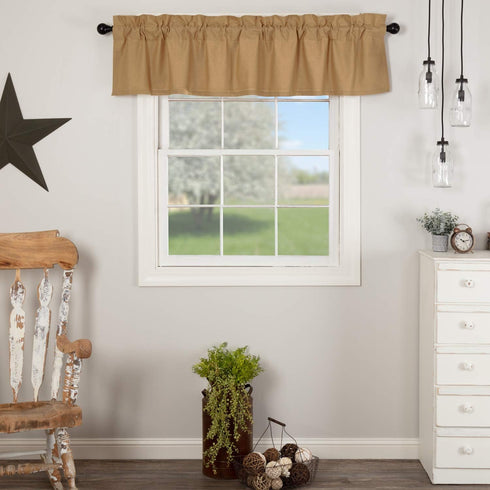 VHC Brands Simple Life Flax Khaki Country Farmhouse Kitchen Window Curtain Valance 16x72...