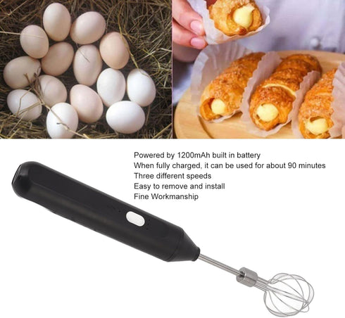 Electric Handheld Egg Beater, Round Head Electric Milk Frother Coffee Blender Milkshake Blender Foamer Battery Powered Whisk Balloon Mixer for Hom...