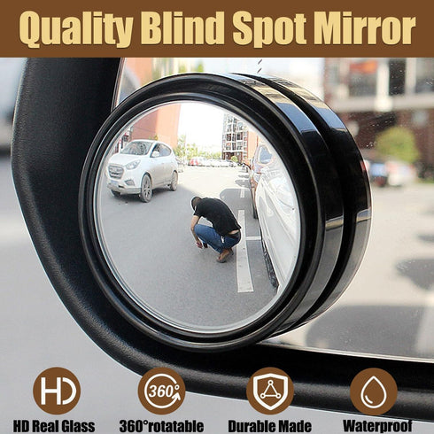 2 Pack Blind Spot Mirror, 2" Round HD Glass Convex Rear View Mirrors, 360° Wide Angle Side Rear View Mirror, Universal Exterior Accessories for Mo...