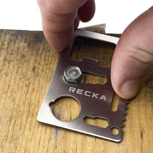 Recka Survival Tools Multi Tool Pocket Knife – 11 in 1 Credit Card Knife Pocket Multitool with Bottle Opener, Can Opener – Heavy Duty Stainless St...