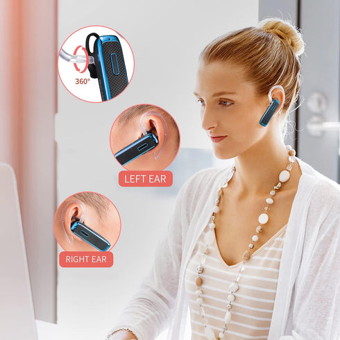 Bluetooth Headset, Wireless Bluetooth Earpiece w/ 18 Hours Playtime and Noise Cancelling Mic,Ultralight Earbud Headphone Hands-Free Calls for iPho...