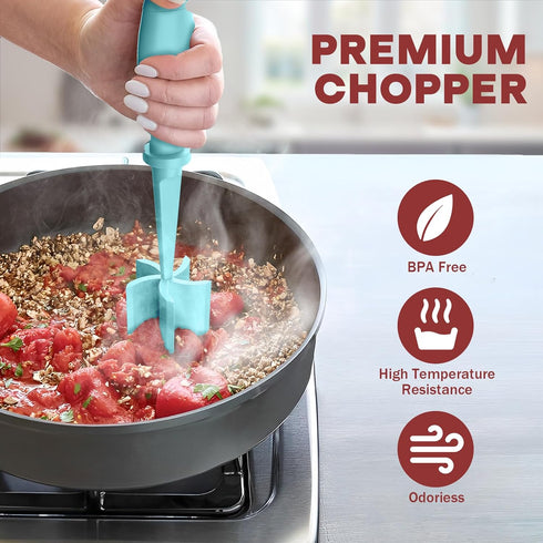 Meat Chopper, Hamburger Chopper, Premium Heat Resistant Masher and Smasher for Hamburger Meat, Ground Beef, Ground Turkey and More, Nylon Ground B...