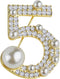 Lucky Number Five Rhinestone Bling Celebrity Fashion Jewelry Designer Inspired Statement Pin for Women...