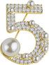 Lucky Number Five Rhinestone Bling Celebrity Fashion Jewelry Designer Inspired Statement Pin for Women...