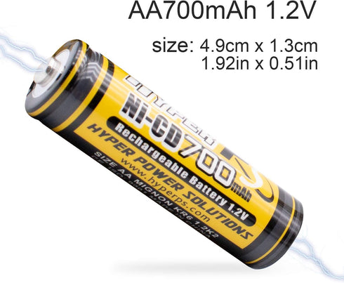 1.2V AA 700mAh Ni-Cd NiCd Rechargeable Battery for NiCd Solar Panel Light Lamp, RC Toy (8-Pack)...