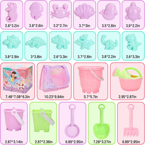 Tagitary Beach Sand Toys Set for Kids 3-10 with Bucket Watering Can Shovel Rake Sand Molds Beach Shell Bag...