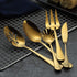 Berglander Stainless Steel Titanium Plated Flatware Serving Set, 6 Pieces, 5 Serving Sets of 45 Pieces Flatware With 1 Cake Server, Shiny Golden S...