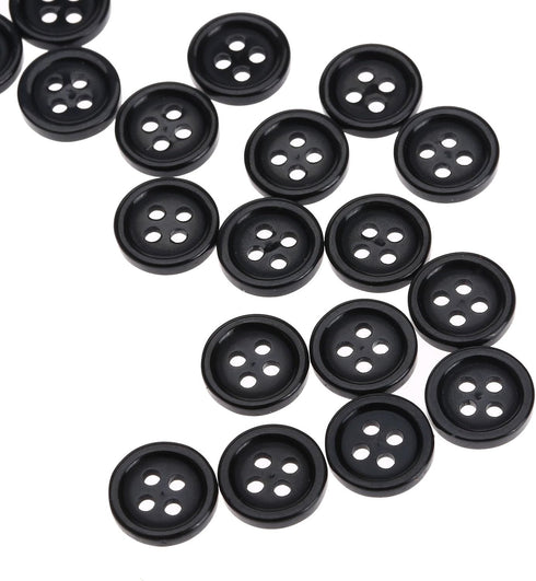 Dophee 100Pcs Wholesale 10mm Black Round Resin 4 Holes Clothes Sewing Buttons DIY Use...