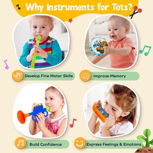 TOY Life Baby Musical Instruments, Musical Toys for Toddlers 1-3, Baby Drum Set Kids Musical Instruments, Preschool Educational Toy Instruments Bi...