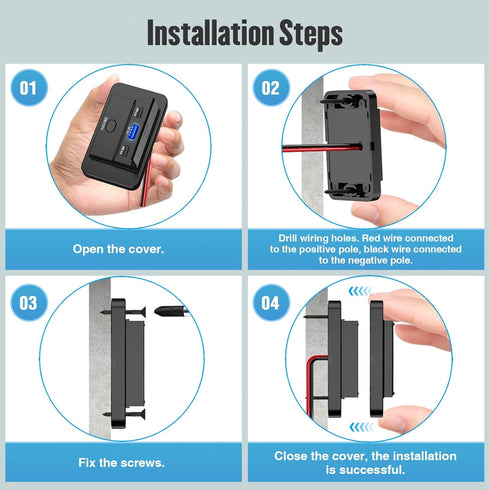 12V RV Type C USB Outlet with Power Switch 78W Dual PD3.0 USB & QC3.0 Quick Charge Socket 12V 24V Car Charger RV Switch Panel Car Charger with Wat...
