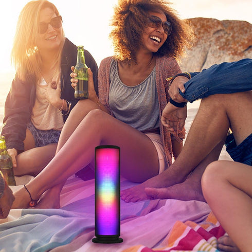 Aduro LED Wireless Speaker with Pulsating Lights, Wireless Color Changing Portable Outdoor Party Tower Speaker Universal, Black...