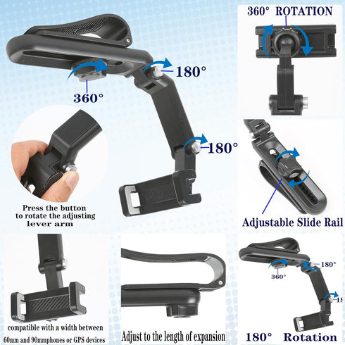 Sun Visor Car Phone Holder?1080° Multifunctional Sun Visor Universal 360 Rotating Rear View Mirror Phone Holder, Foldable Cell Phone Mount Clip fo...