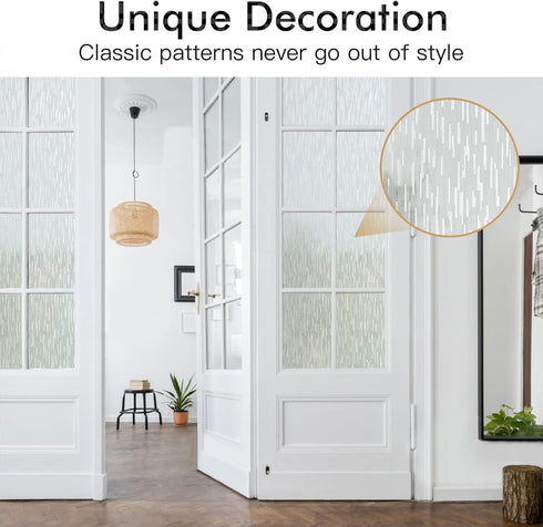 Haton Window Privacy Film, Frosted Glass Static Cling Sun Heat Blocking Window Clings, Frosting Opaque Coverings, Vinyl Removable Stickers Tint fo...
