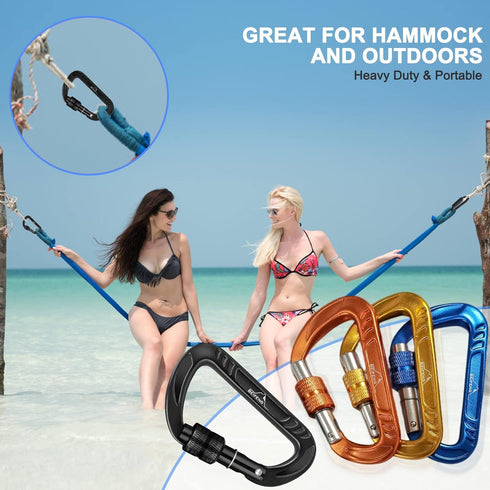 Heavy Duty Lightweight Locking Carabiner Clips D Ring for Camping Hiking Outdoor Gym etc, Carabiner with Lock Small Carabiners for Dog Leash & Har...