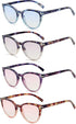 100 CLASSIC 4-Pack Trendy Colored Lens Cateye Reading Glasses for Women Spring Hinges Readers Ladies Fashion Eyeglasses (1.25x)...