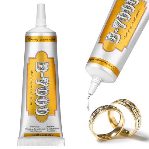 B7000 Fabric Glue with Precision Tips, Upgrade Industrial Strength Adhesive B-7000 Glue Clear for Jewelry Crafts DIY, Metal, Stone, Rhinestone Gem...
