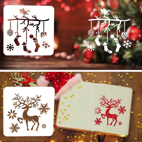 Christmas Stencils for Painting, Drawing Stencils for Christmas Craft Supplies Card Making Kit for Adults, Christmas Holiday Stencils for Spraying...