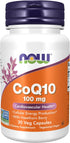NOW Supplements, CoQ10 100 mg with Hawthorn Berry, Pharmaceutical Grade, All-Trans Form produced by Fermentation, 30 Veg Capsules...