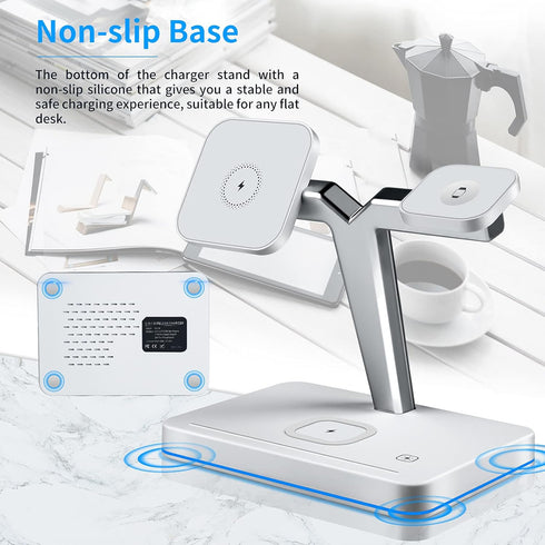 Magnetic Wireless Charger for Apple Magsafe, 15W 3 in 1 Qi Fast Wireless Charging Station Stand for iPhone 14/13/12/ Pro/Pro Max/Mini, Apple Watch...