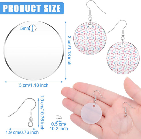Loetere 168 Pieces Acrylic Earrings Blanks DIY Earrings Making Kit Includes Transparent Round Clear Acrylic Earring Blanks Pendants Earring Hooks ...