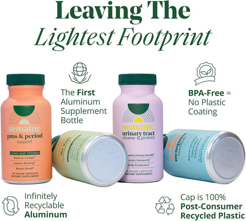 Semaine Super Powered Prebiotic + Probiotic for Women, Effective 3-in-1 Multi-Action Formula to Nourish Gut Health, Soothe IBS, Support Bloat Reli...