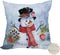 Outdoor Waterproof Christmas Snowman Winter Throw Pillow Cover 20x20 Inch Double Sided Birds Mistletoe Holly Fir Snow Holiday Xmas Home Decor Pill...