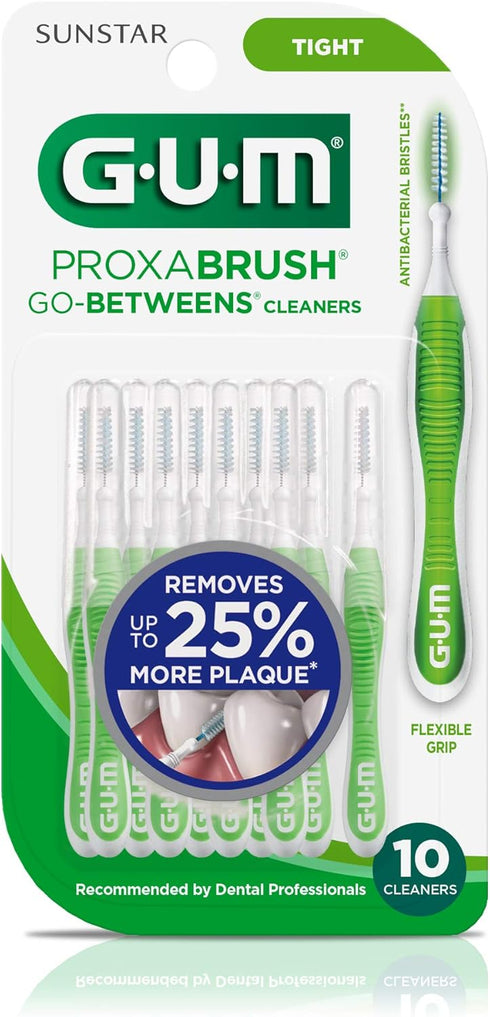 GUM Proxabrush Go-Betweens - Tight - Interdental Brushes - Soft Bristled Dental Picks for Plaque Removal Health - Safe for Braces & Dental Devices...