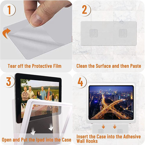 Shower Ipad Holder Waterproof Wall Mounted Upgrade, Bathroom Tablet Case Mount Shelf, Adhesive Touchable Cradle with Glass Mirror Anti-Fog Screen ...
