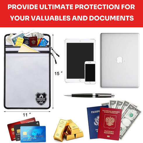 Mart Cobra Fireproof Document Bag with Zipper Fire and Waterproof Document Storage Fireproof Money Bag for Cash Fire Proof Bag for Documents Safe ...