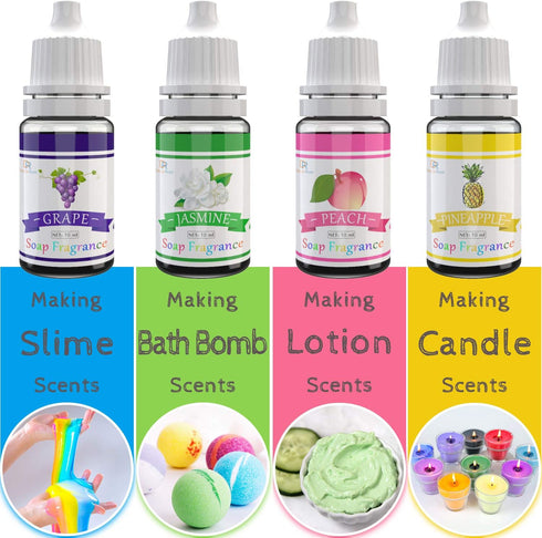 Soap Fragrance Oil - 12 Liquid Soap Scents Set for Bath Bomb Making, Soap Making Supplies, DIY Slime - Concentrated Food Grade Soap Flavoring Bath...