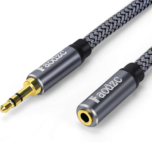 25ft 3.5mm Male to Female Stereo Audio Extension Cord,Faodzc Braided 3.5 mm Headphone Extension Cable Double Shielding 1/8 Aux Extension Compatibl...
