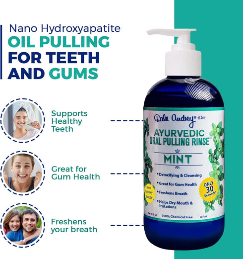 Ayurvedic Nano Hydroxyapatite Oil Pulling for Teeth and Gum | Refreshing Cinnamon and Mint Flavored Organic Mouthwash Oral Rinse | Teeth Whitening...