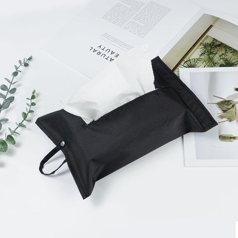 kakaforsa Black Toilet Paper Holder Travel Napkin Holder Reusable Tissue Holder Cloth Tissue Box Cloth Cover Hang Paper Towel Holder Tissue Box Co...