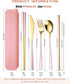 AARAINBOW 6 Pieces 18/8 Stainless Steel Flatware Set Portable Reusable Cutlery Set Travel Utensils Set Including Chopsticks Knife Fork Spoon Straw...