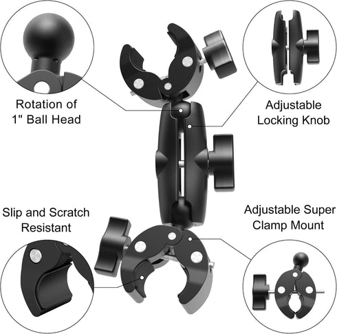 Double Mount Clamp Bracket Monitor Magic Socket Arm for Desk Photo Studio Light Stand, Photography Reflector, Flag Holder Mount, Cross Bars, Umbre...