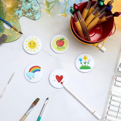 XunYee 20 Pack Blank White Button Pins 2.25 Inch/ 58 mm DIY Craft Button with Pin White Pins Buttons Design Button Making Kit for DIY Crafts Chris...