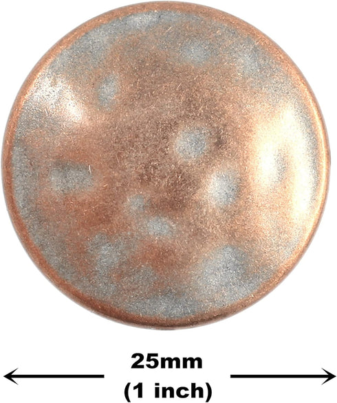 Bezelry 12 Pieces Nostalgic Metal Shank Buttons 25mm (1 inch) (Copper White Patina)...