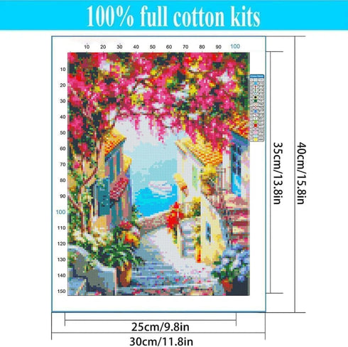 KYOQFVN Landscape Cross Stitch Kits, 11CT Counted Cross Stitch Kits for Adults, Stamped Cross Stitch Patterns Needles Supplies, Beginner Embroider...
