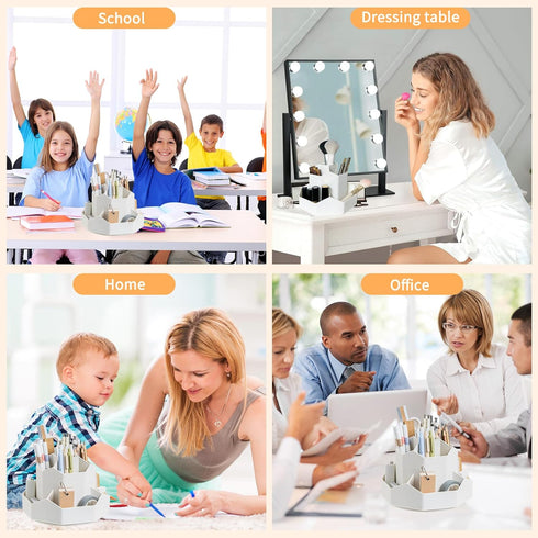 Pencil Pen Holder for Desk,9 Slots 360 Degree Rotating Desk Organizers,Desktop Storage Stationery Supplies Organizer, Cute Pencil Cup Pot For Offi...